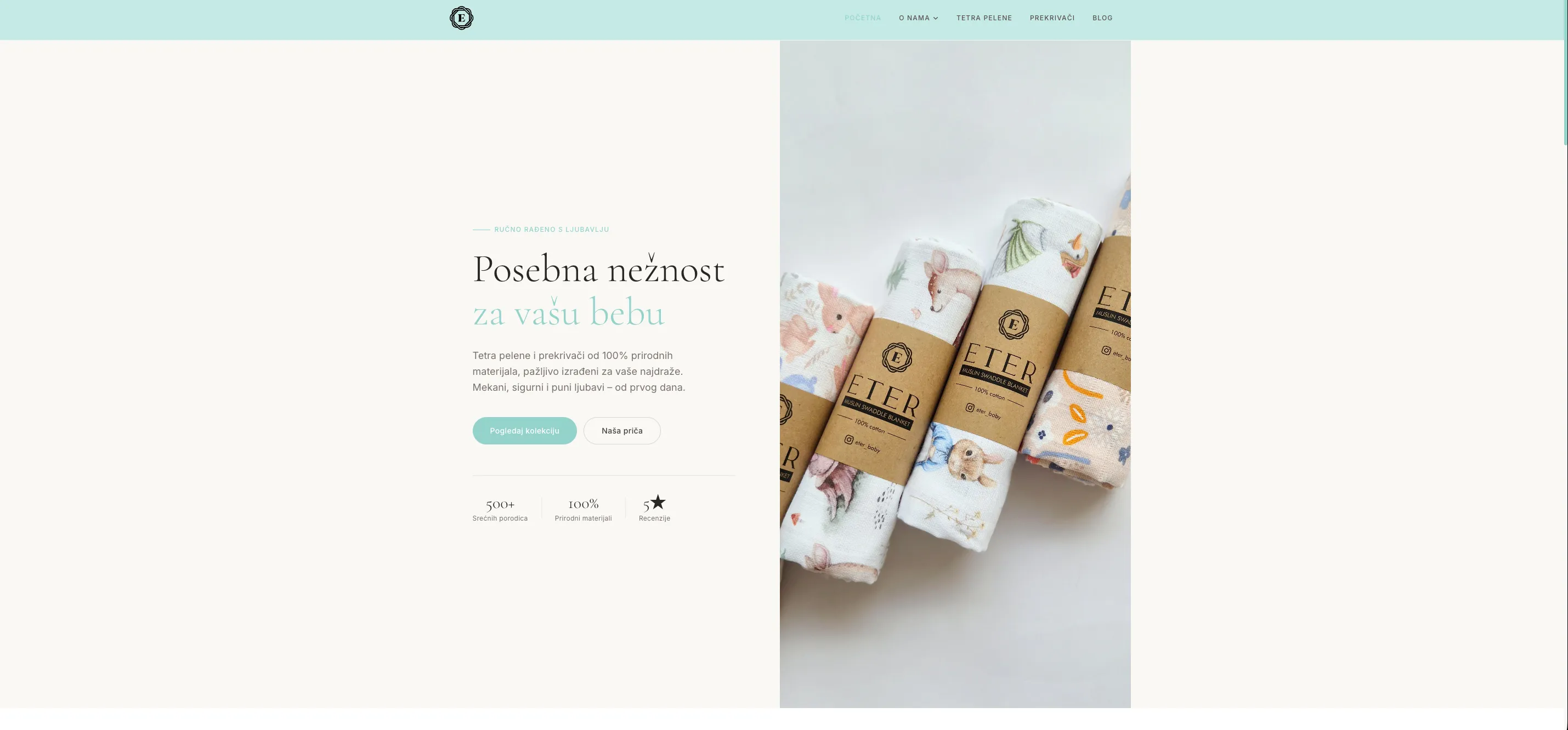Eter Baby — naslovna sekcija web kataloga baby proizvoda