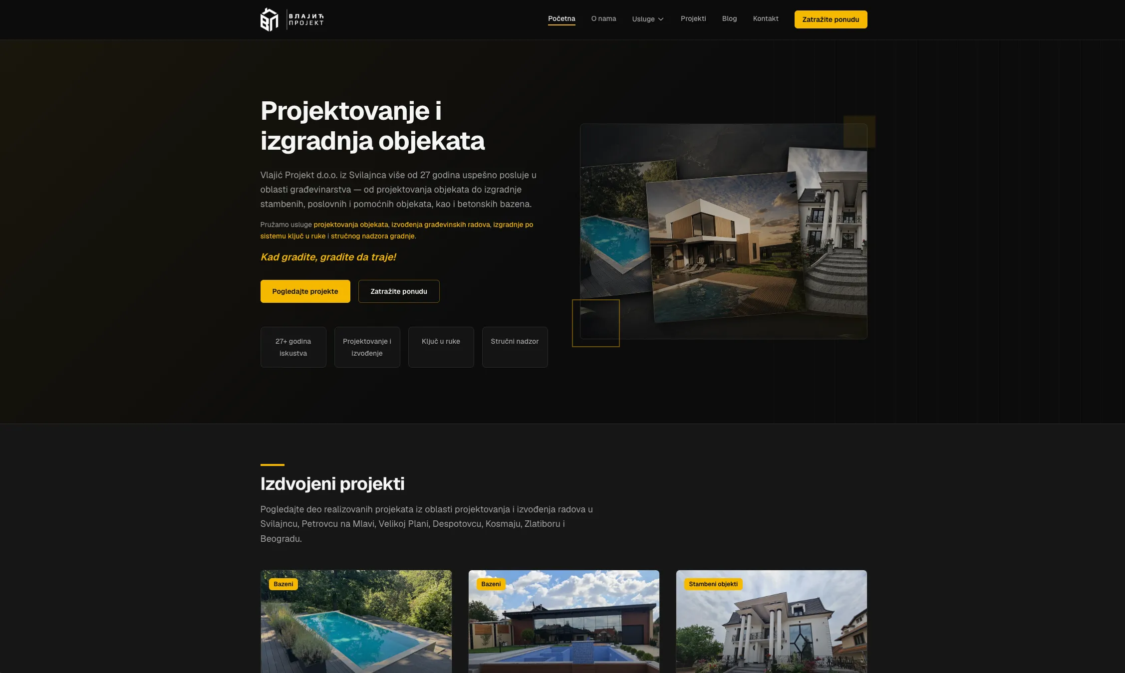 Vlajić Projekt — screenshot novog sajta 1
