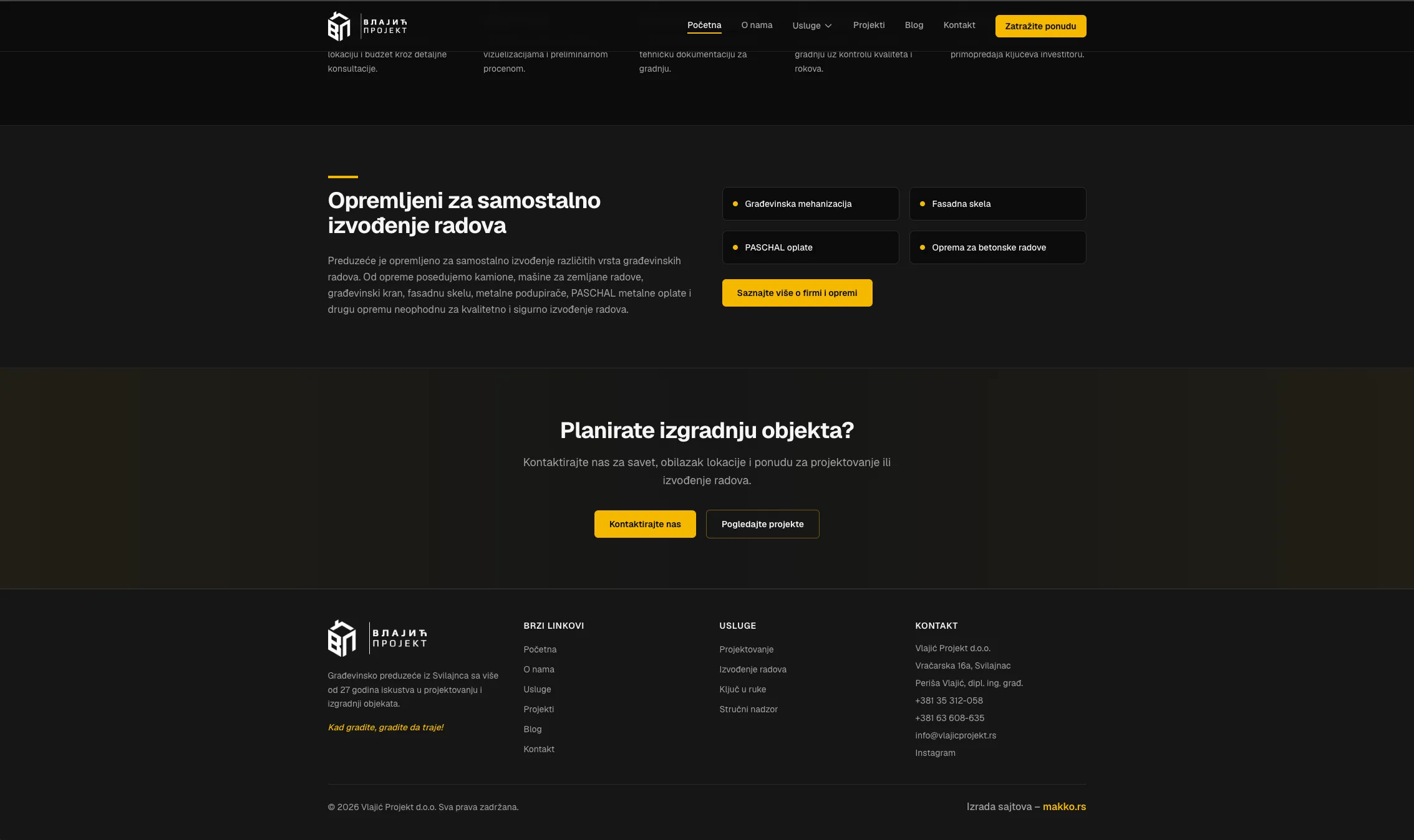 Vlajić Projekt — screenshot novog sajta 2