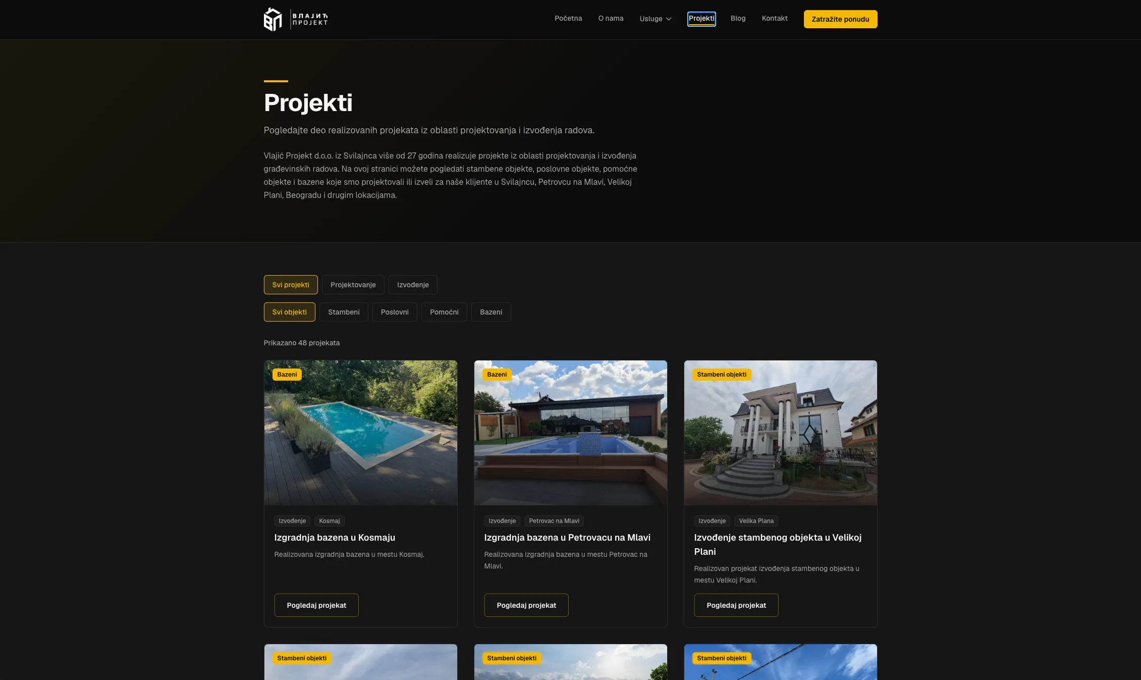 Vlajić Projekt — screenshot novog sajta 3
