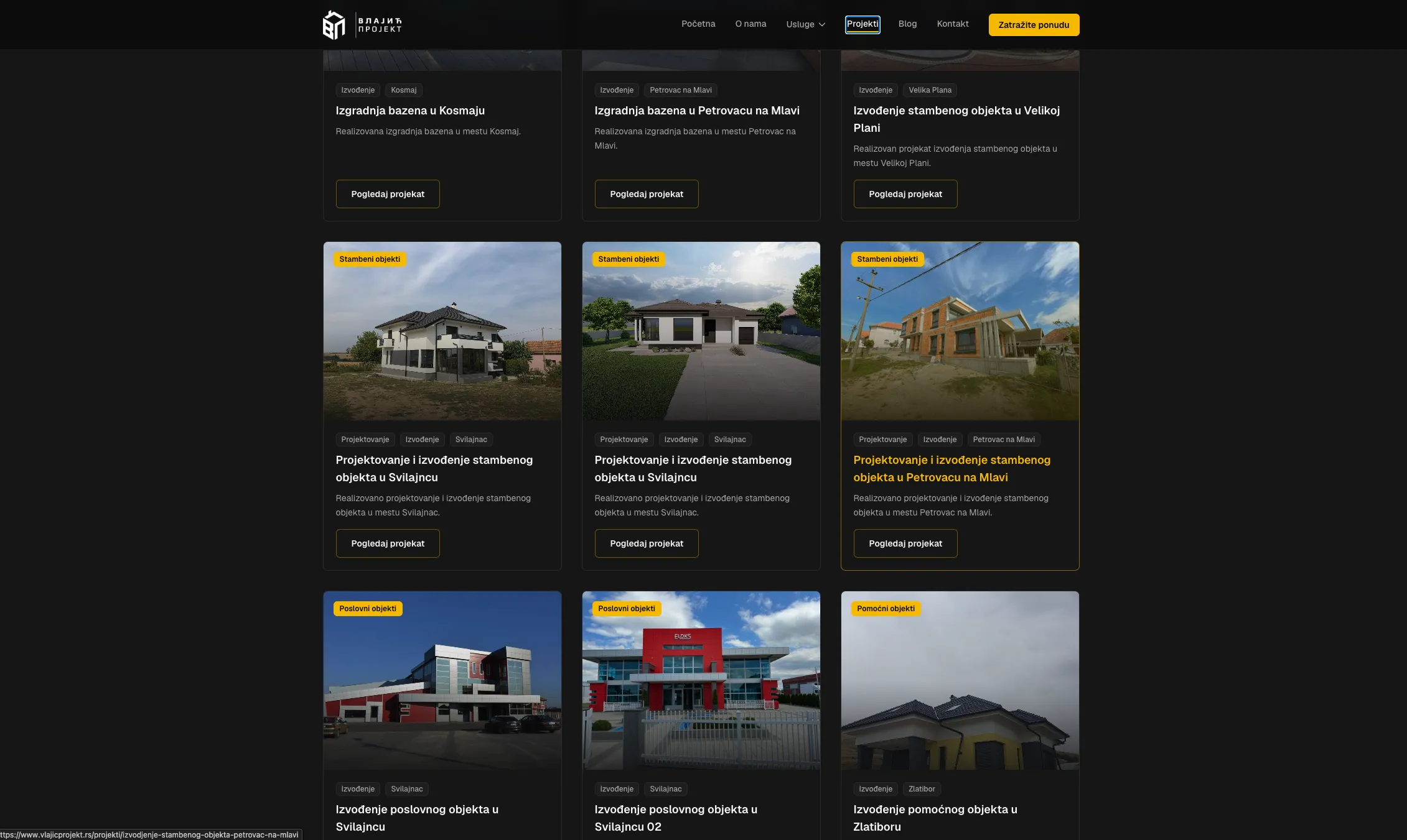 Vlajić Projekt — screenshot novog sajta 4