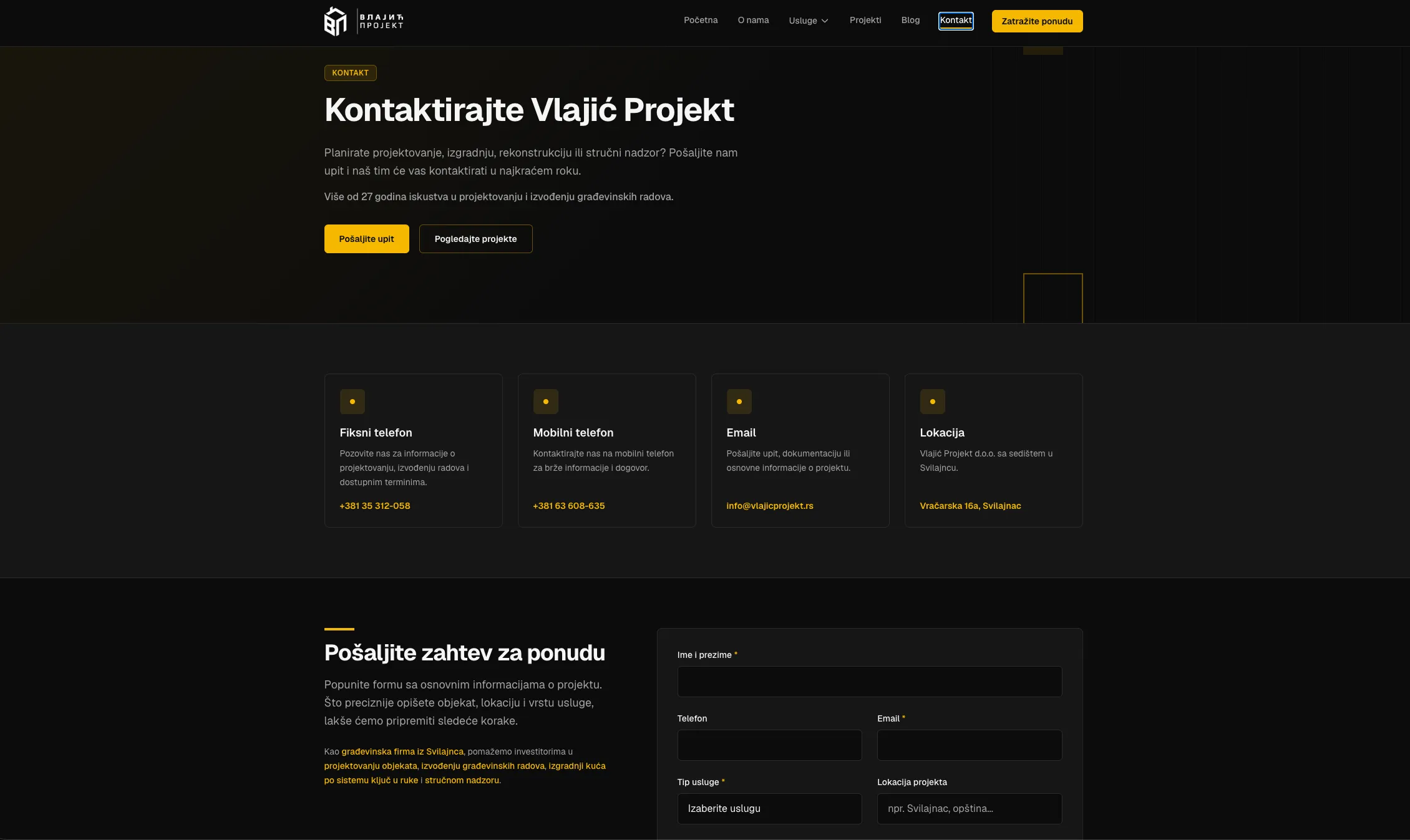 Vlajić Projekt — screenshot novog sajta 6